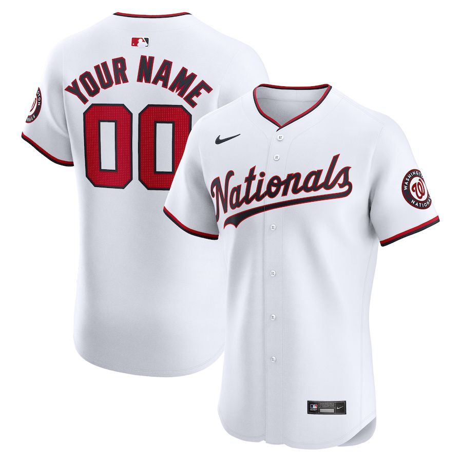 Men Washington Nationals Nike White Home Elite Custom MLB Jersey